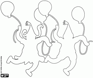 Siluetleri bir doğum günü partisi boyama