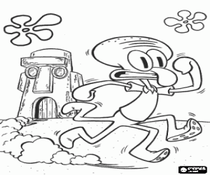 Squidward evden çalışan boyama