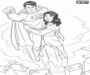Superman ve Lois şehri boyama