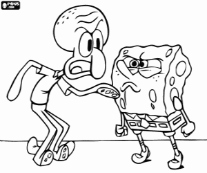 Sünger Bob ve Squidward arasında öfke boyama