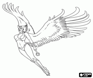 Süper kahraman Hawkgirl boyama