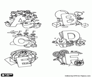 Süslü harfler A-F boyama