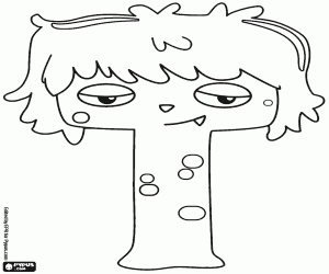 T harfinin genç canavar boyama