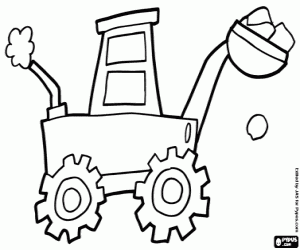 Taş yüklü bir ekskavatör boyama