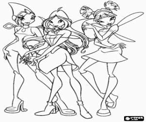 Tecna, Flora ve Musa, Winx Club boyama