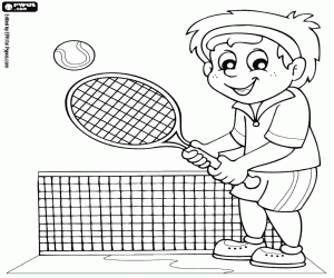 Tenis oynayan bir çocuk boyama