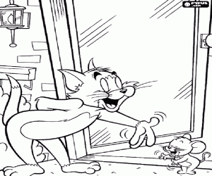 Tom ve Jerry kapının önünde boyama