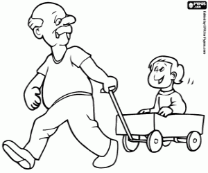 Torunu ile oynayan dedesi boyama