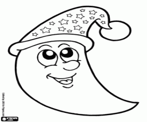 Bir uyku şapka ile ay boyama