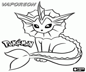 Vaporeon, suda yaşayan bir pokemon boyama