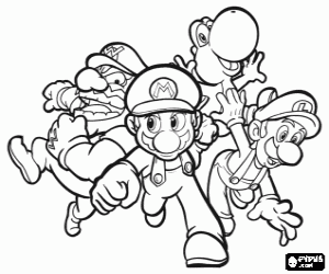 Wario, Mario, Yoshi ve Luigi boyama