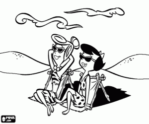 Wilma ve Beti sahilde boyama