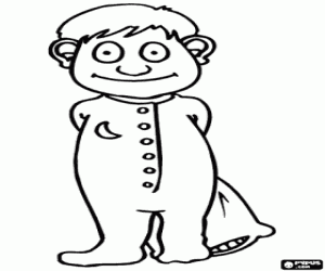 Bir yastık ile pijama oğlan boyama