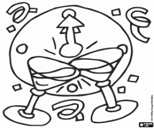 Yeni yıl geceyarısı kadeh kaldırmak boyama