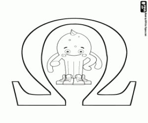 Yunanca Harf Omega with Pypus boyama