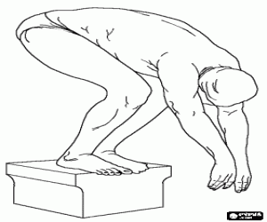 Yüzücü yarışmak için hazır boyama