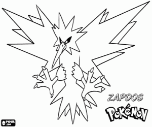 Zapdos, bir Pokemon kuş boyama