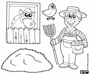 Çiftlikteki çiftçi boyama