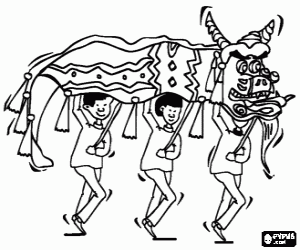 Çince ejderha kutlama boyama