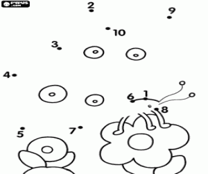 Çiçek ve hayvan noktalar için çizim boyama