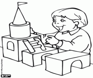 Çocuk ve inşaat oyunu boyama