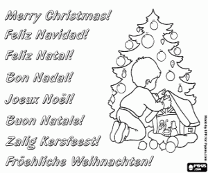 Çocuk ve Noel yıldızı kartı boyama