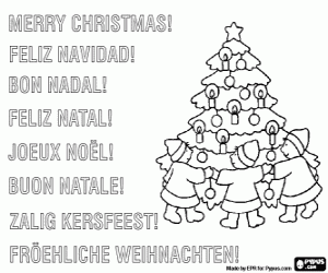 Çocuklar Noel kartıyla boyama