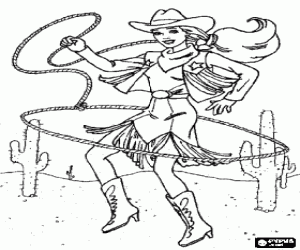 Çölde bir cowgirl boyama
