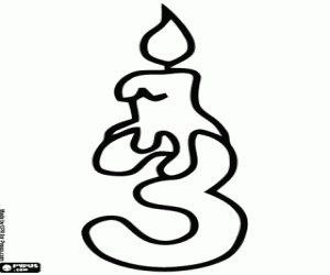 Üç numara ile bir doğum günü mumu boyama