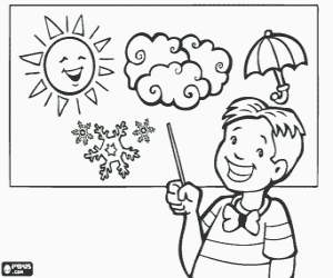 Bir çocuk meteoroloji sınıf boyama