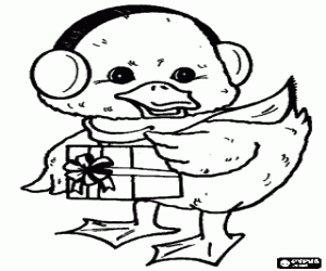 Bir ördek yavrusu soğuk Noel boyama