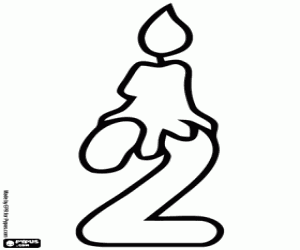 İki numaralı üzerinde yanan bir mum boyama