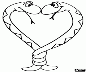 İki yılan bir kalp şeklinde boyama