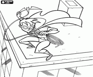 İpi ile genç Robin boyama