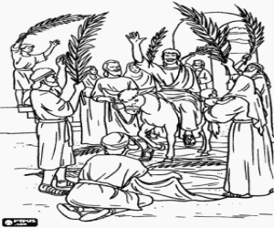 İsa Kudüs'te hoş geldiniz boyama