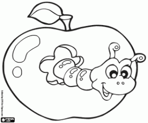 İçinde bir elma solucan boyama