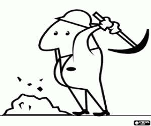 İşçi kazma veya almaya çalışmak boyama