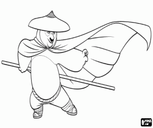 Şapka ve sopa ile panda po boyama