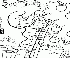 Bir şirin ve elma boyama